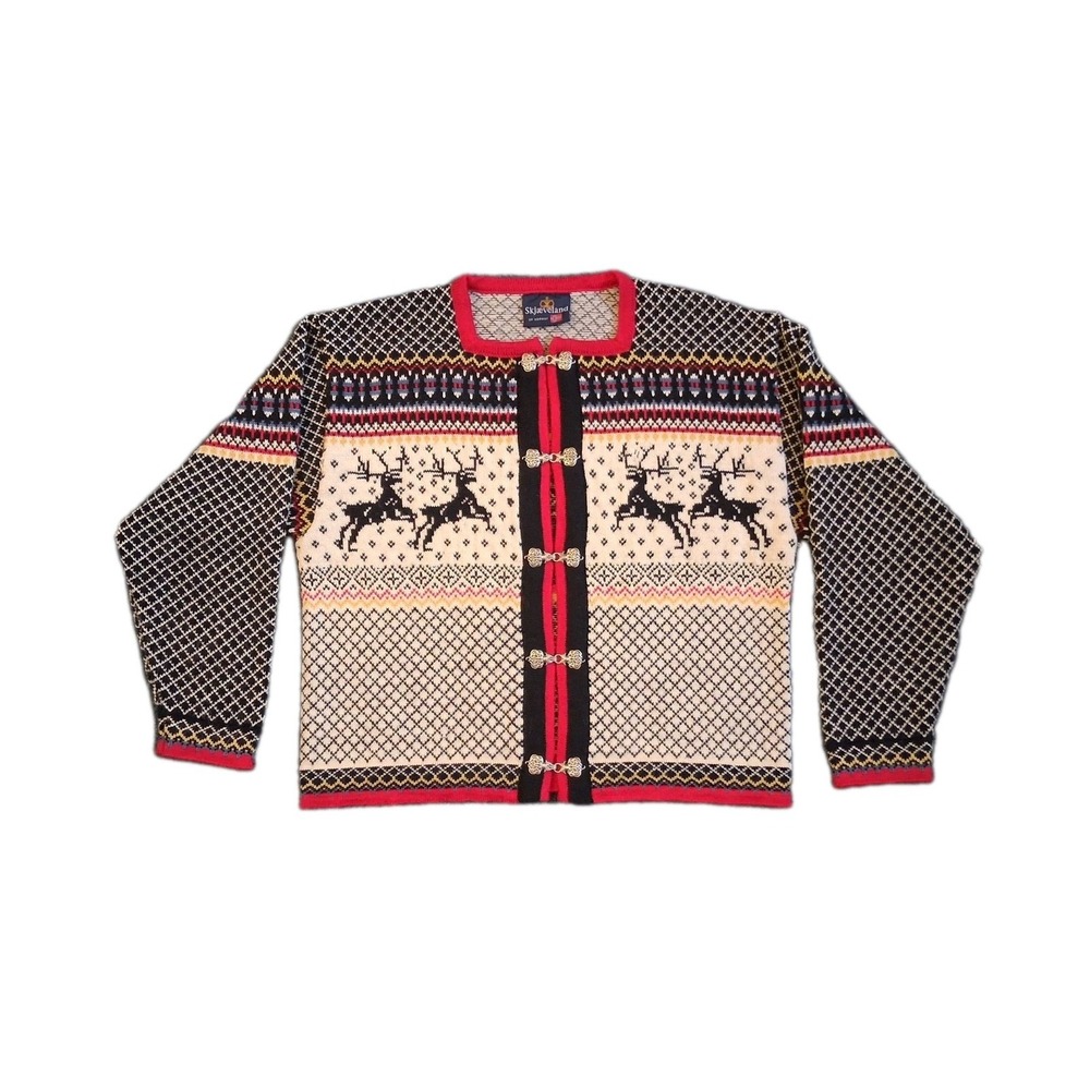 Skjaeveland Norway Sweater Cardigan Women's Small Knit Fair Isle Wool